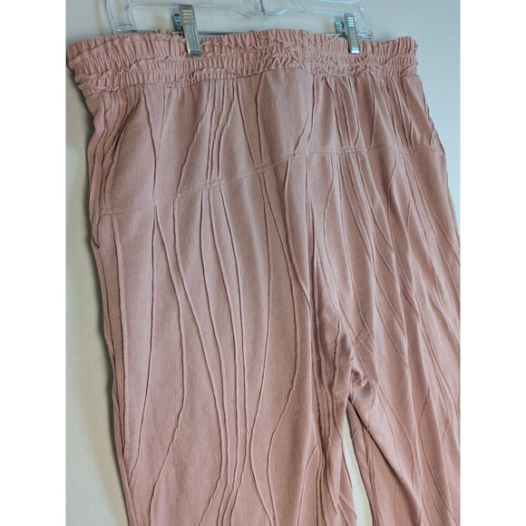 Coco + Carmen Womens Lounge Pants XXL Wide Leg Cropped Pink Hippie Vibe Elastic - Picture 7 of 14